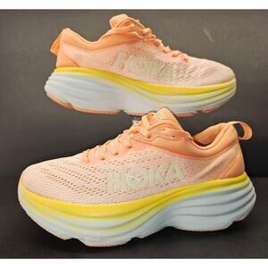 Hoka One One Peach and Yellow Athletic Shoes